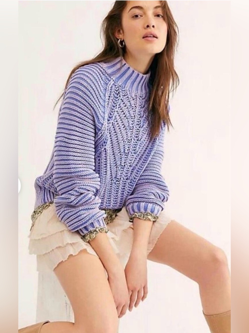 Free People Sweetheart Chunky Rib Knit Pullover